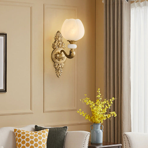 European Bud Copper Glass 1/2 Light Wall Sconce Lamp