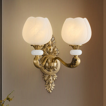 European Bud Copper Glass 1/2 Light Wall Sconce Lamp