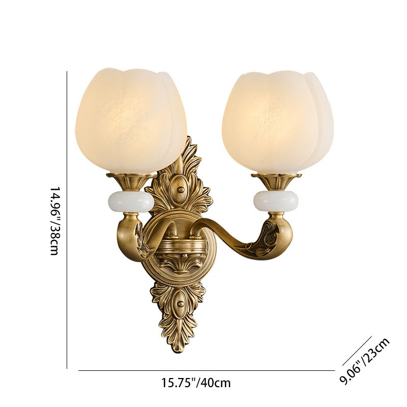 European Bud Copper Glass 1/2 Light Wall Sconce Lamp