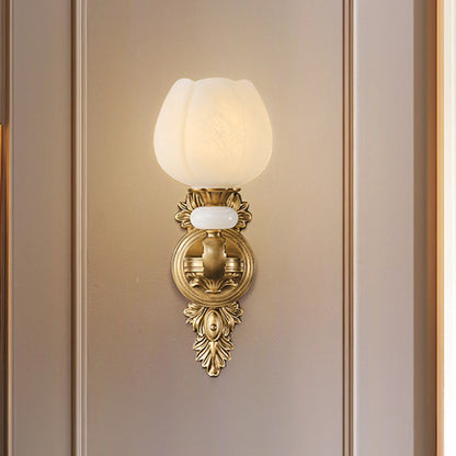 European Bud Copper Glass 1/2 Light Wall Sconce Lamp