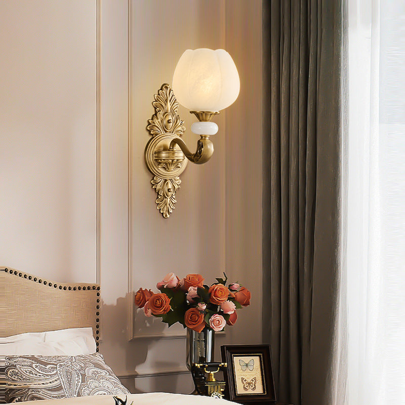 European Bud Copper Glass 1/2 Light Wall Sconce Lamp