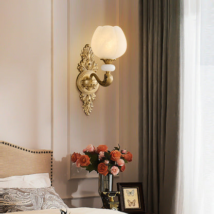 European Bud Copper Glass 1/2 Light Wall Sconce Lamp