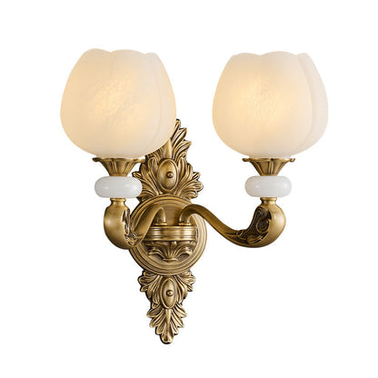 European Bud Copper Glass 1/2 Light Wall Sconce Lamp