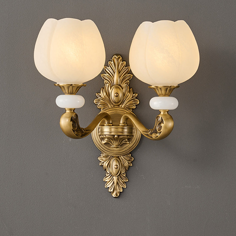 European Bud Copper Glass 1/2 Light Wall Sconce Lamp