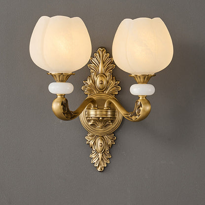 European Bud Copper Glass 1/2 Light Wall Sconce Lamp