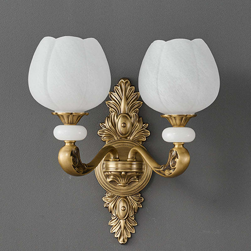 European Bud Copper Glass 1/2 Light Wall Sconce Lamp