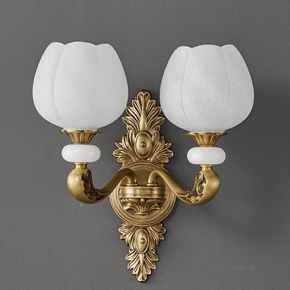 European Bud Copper Glass 1/2 Light Wall Sconce Lamp