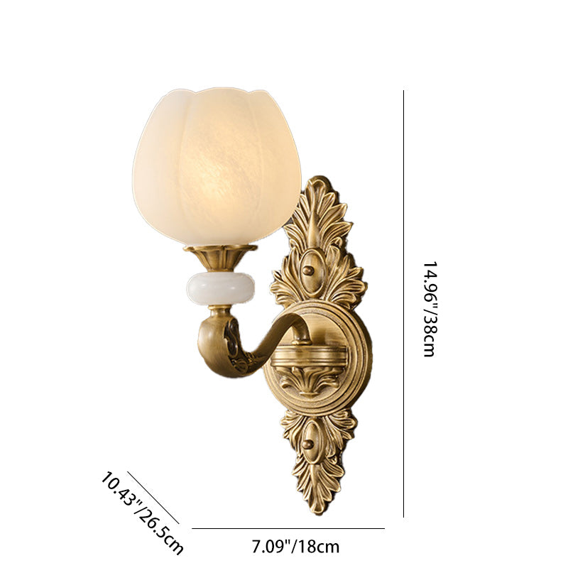 European Bud Copper Glass 1/2 Light Wall Sconce Lamp