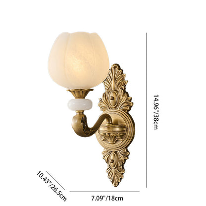 European Bud Copper Glass 1/2 Light Wall Sconce Lamp
