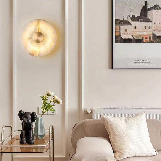 Nordic Round Copper Marble LED Wall Sconce Lamp