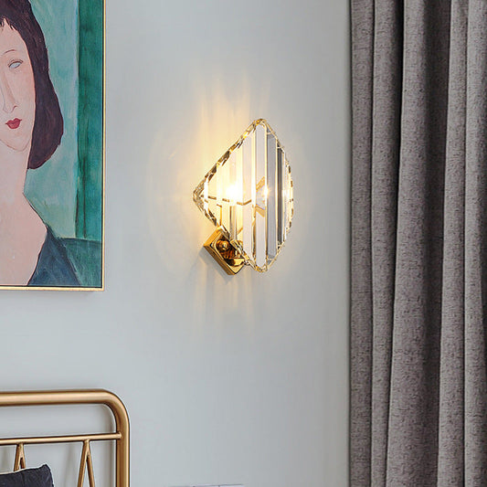 Modern Luxury Square Metal Crystal 1-Light Wall Sconce Lamp