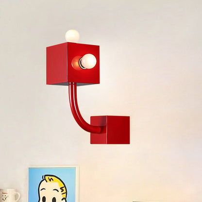 Traditional Vintage Cube Iron 3-Light Wall Sconce Lamp