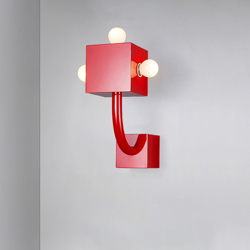 Traditional Vintage Cube Iron 3-Light Wall Sconce Lamp