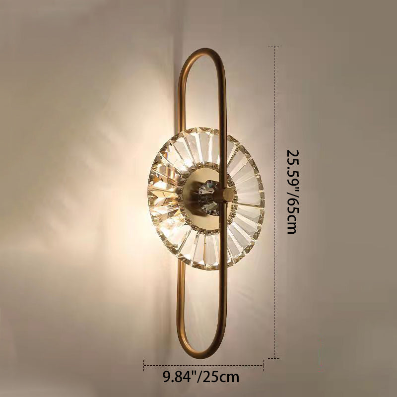 Scandinavian Round Metal Crystal 3-Light Wall Sconce Lamp