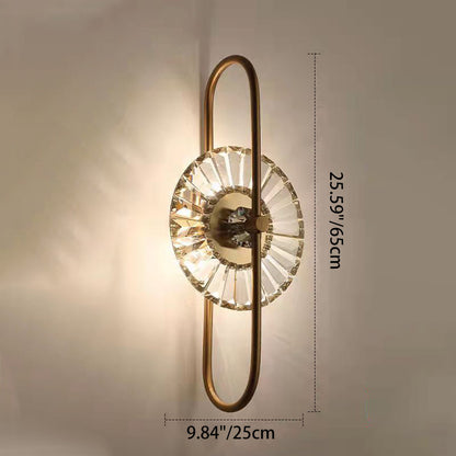 Scandinavian Round Metal Crystal 3-Light Wall Sconce Lamp
