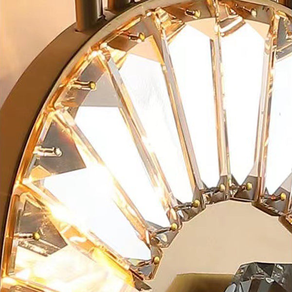 Scandinavian Round Metal Crystal 3-Light Wall Sconce Lamp