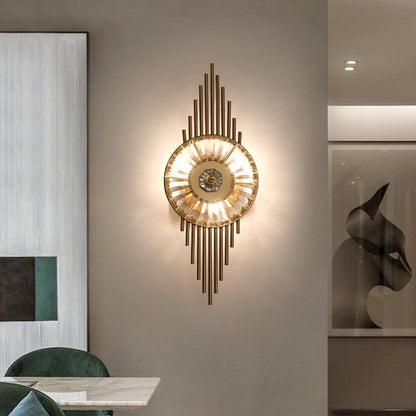 Scandinavian Round Metal Crystal 3-Light Wall Sconce Lamp