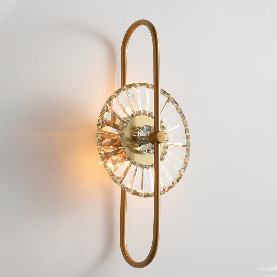 Scandinavian Round Metal Crystal 3-Light Wall Sconce Lamp