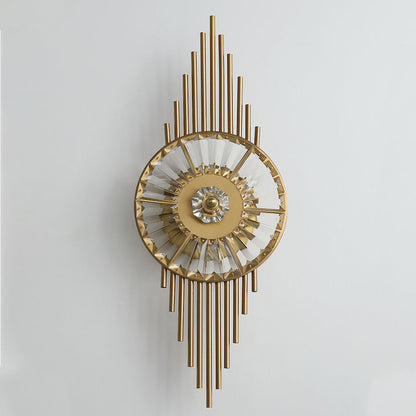 Scandinavian Round Metal Crystal 3-Light Wall Sconce Lamp