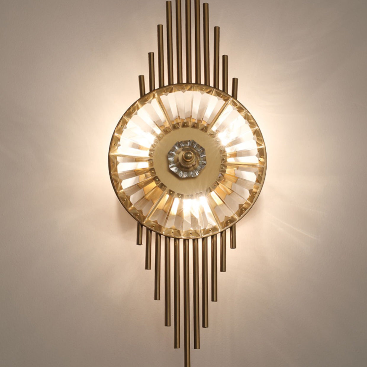 Scandinavian Round Metal Crystal 3-Light Wall Sconce Lamp