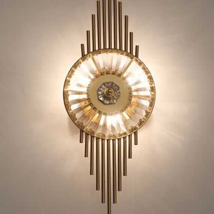 Scandinavian Round Metal Crystal 3-Light Wall Sconce Lamp