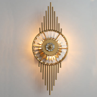 Scandinavian Round Metal Crystal 3-Light Wall Sconce Lamp
