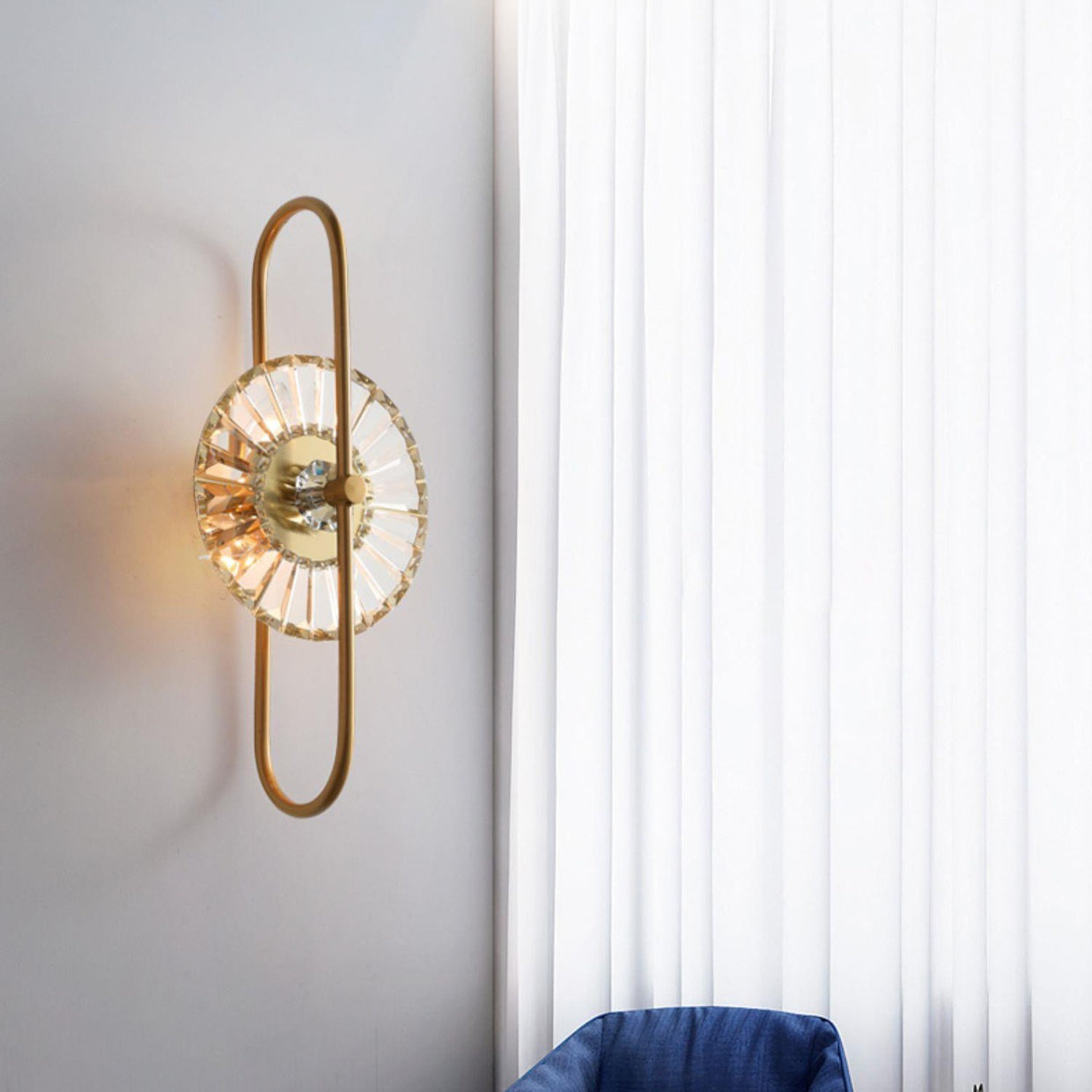 Scandinavian Round Metal Crystal 3-Light Wall Sconce Lamp