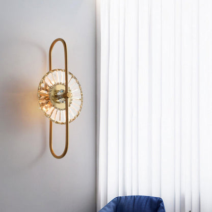 Scandinavian Round Metal Crystal 3-Light Wall Sconce Lamp