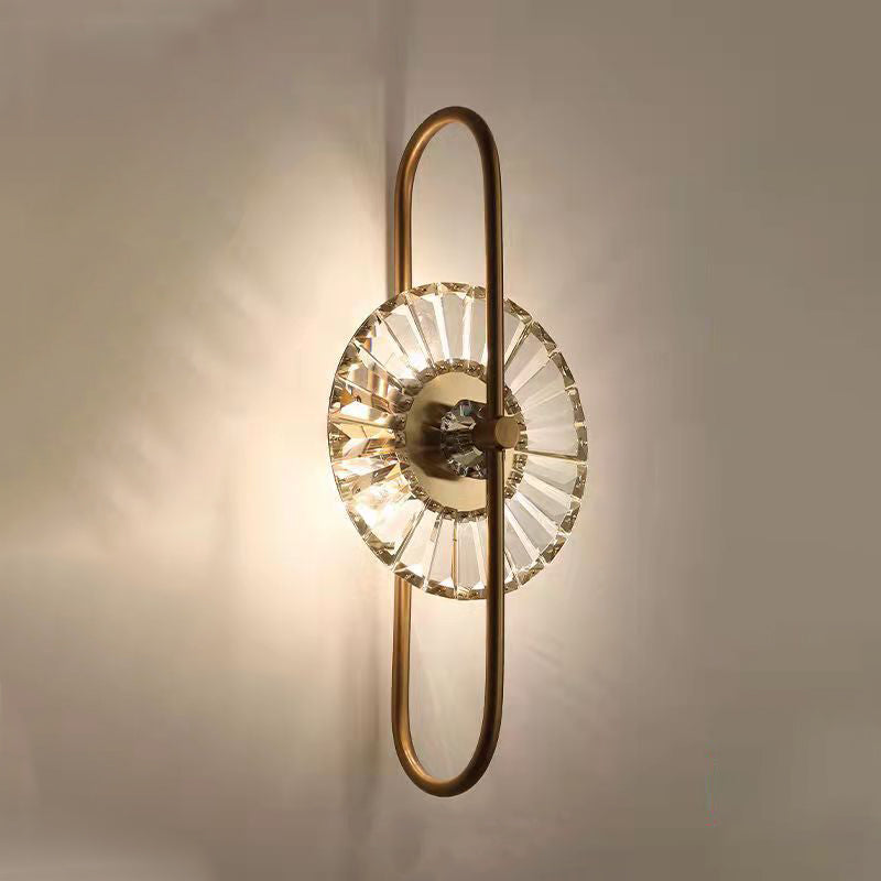 Scandinavian Round Metal Crystal 3-Light Wall Sconce Lamp