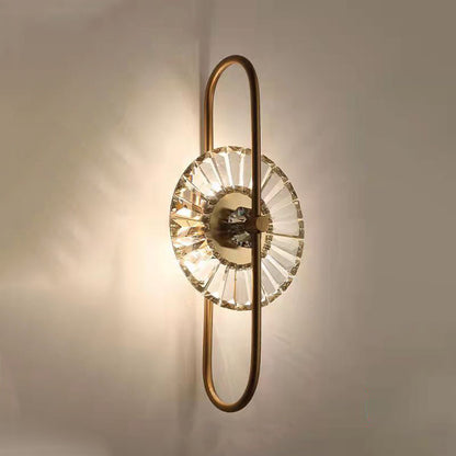 Scandinavian Round Metal Crystal 3-Light Wall Sconce Lamp