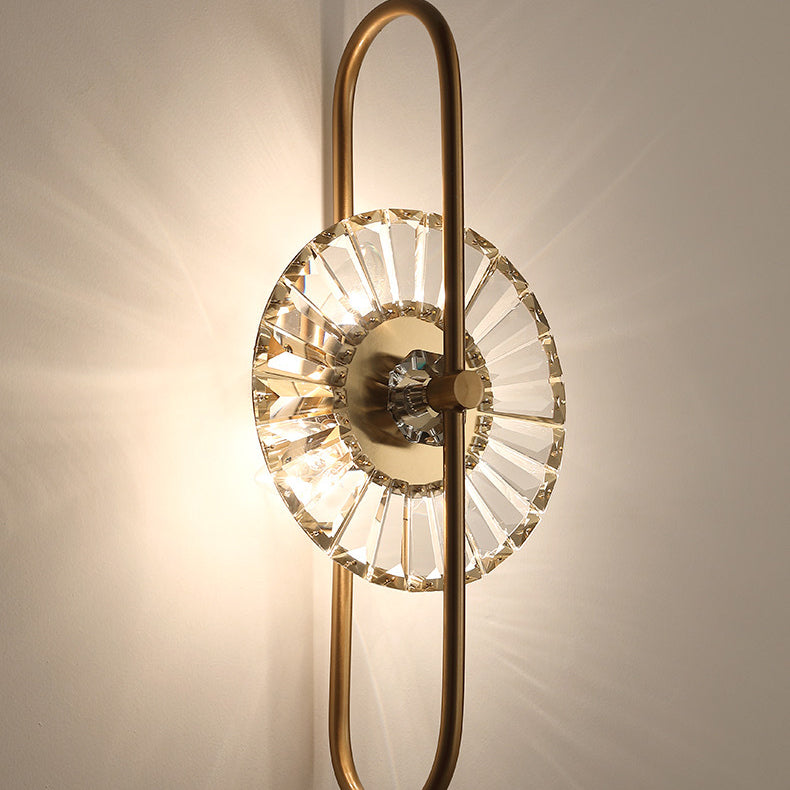 Scandinavian Round Metal Crystal 3-Light Wall Sconce Lamp