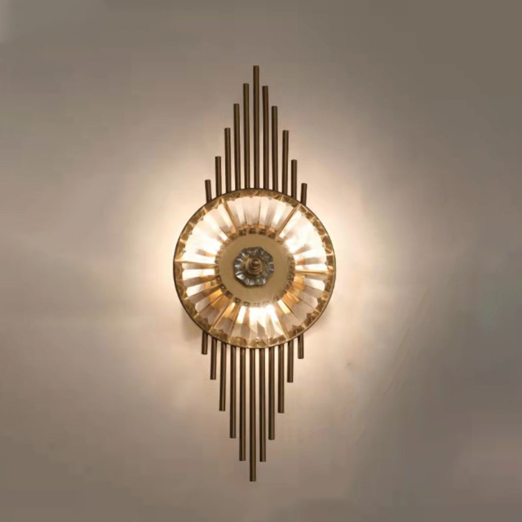 Scandinavian Round Metal Crystal 3-Light Wall Sconce Lamp
