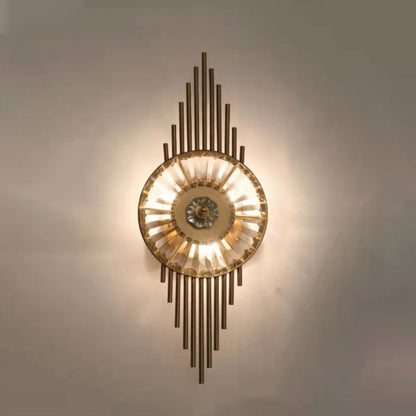 Scandinavian Round Metal Crystal 3-Light Wall Sconce Lamp