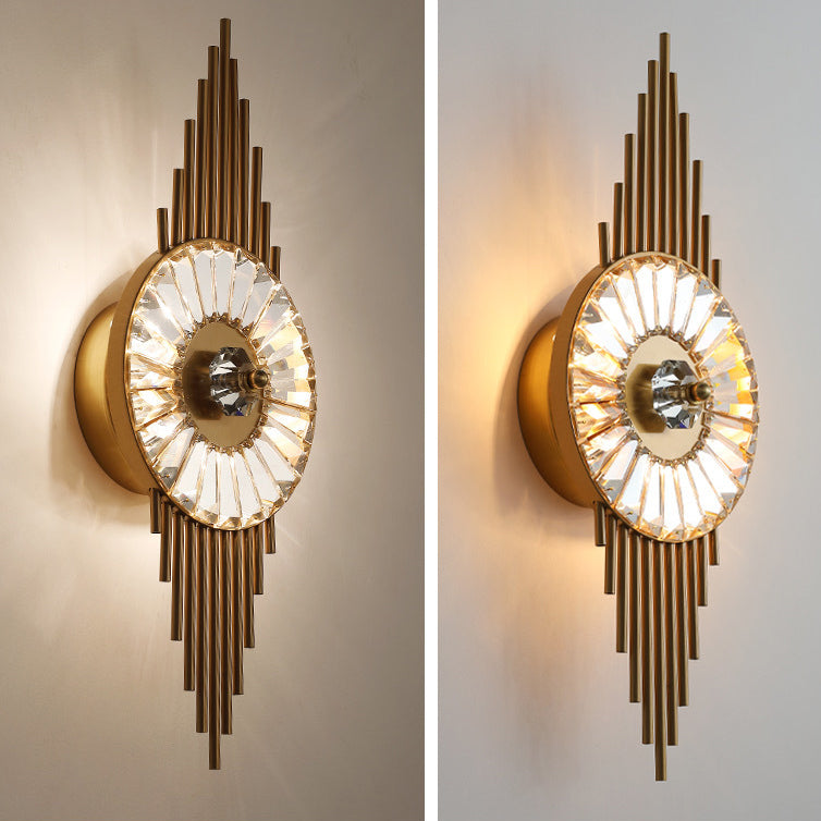 Scandinavian Round Metal Crystal 3-Light Wall Sconce Lamp