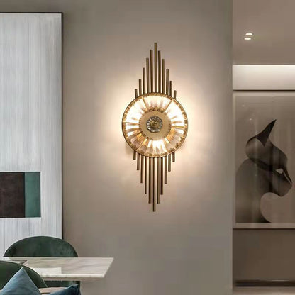 Scandinavian Round Metal Crystal 3-Light Wall Sconce Lamp