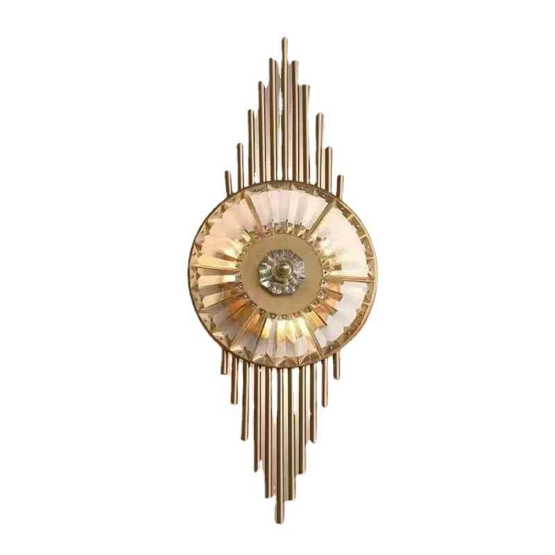 Scandinavian Round Metal Crystal 3-Light Wall Sconce Lamp