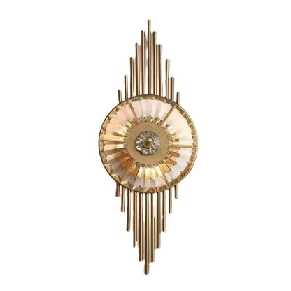 Scandinavian Round Metal Crystal 3-Light Wall Sconce Lamp