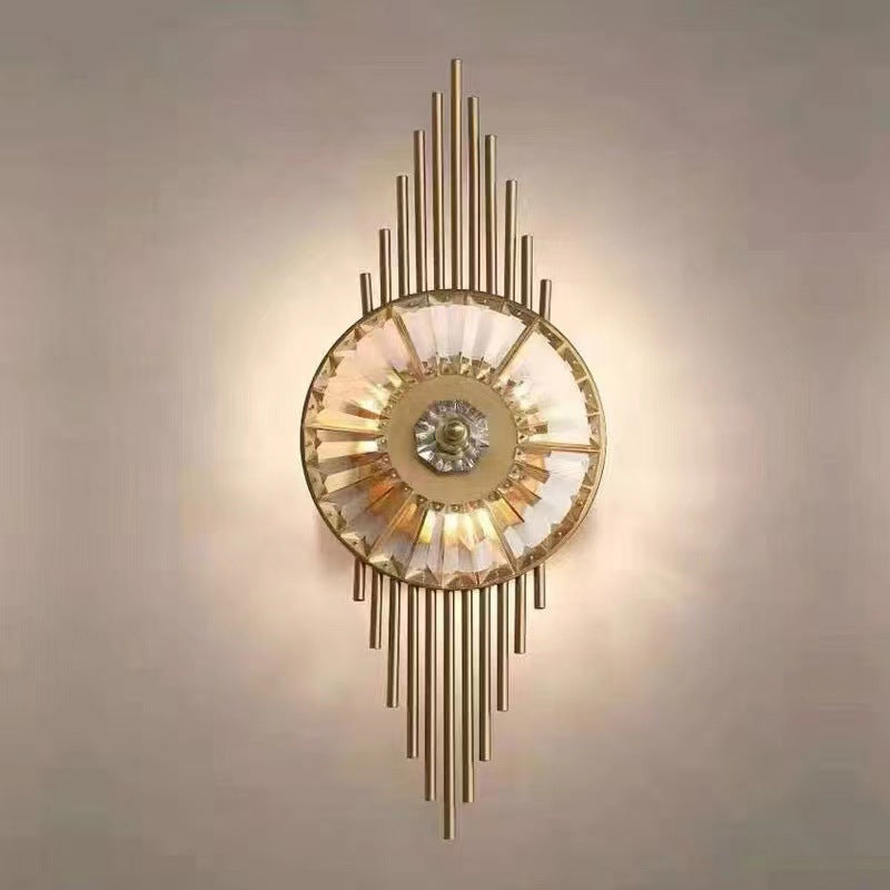 Scandinavian Round Metal Crystal 3-Light Wall Sconce Lamp