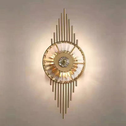 Scandinavian Round Metal Crystal 3-Light Wall Sconce Lamp