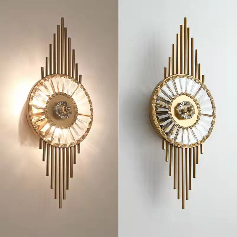 Scandinavian Round Metal Crystal 3-Light Wall Sconce Lamp