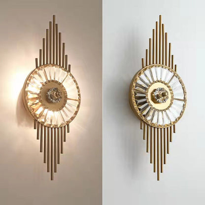 Scandinavian Round Metal Crystal 3-Light Wall Sconce Lamp