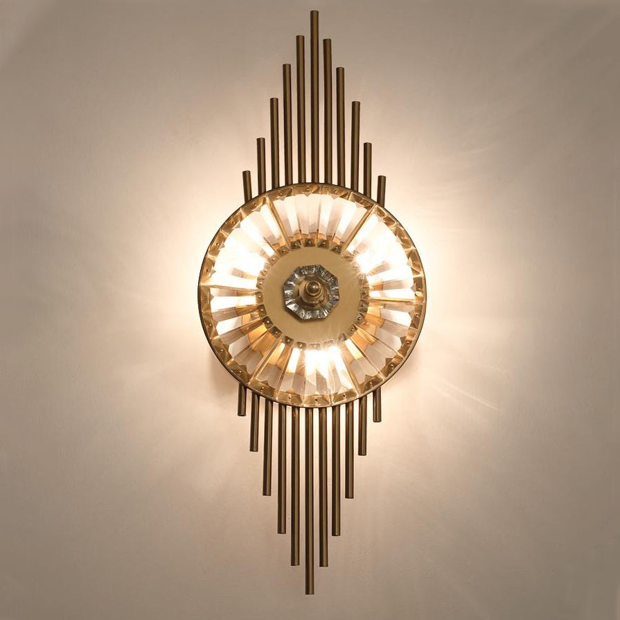 Scandinavian Round Metal Crystal 3-Light Wall Sconce Lamp
