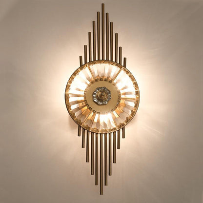 Scandinavian Round Metal Crystal 3-Light Wall Sconce Lamp