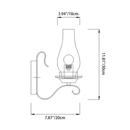 Traditional Bottle Iron Glass 1-Light Wall Sconce Lamp