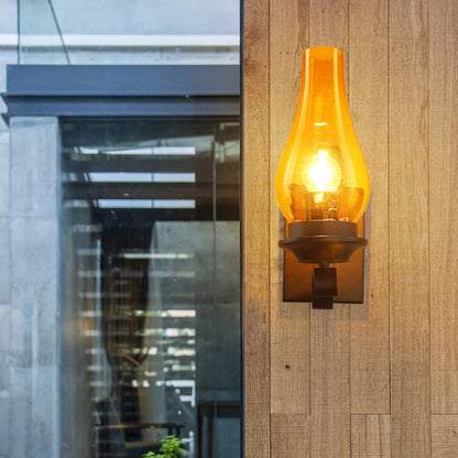 Traditional Bottle Iron Glass 1-Light Wall Sconce Lamp