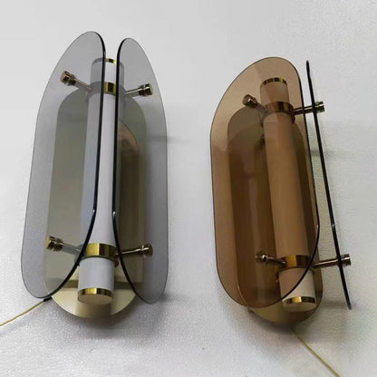 Modern Art Deco Oval Copper Glass LED Wall Sconce Lamp