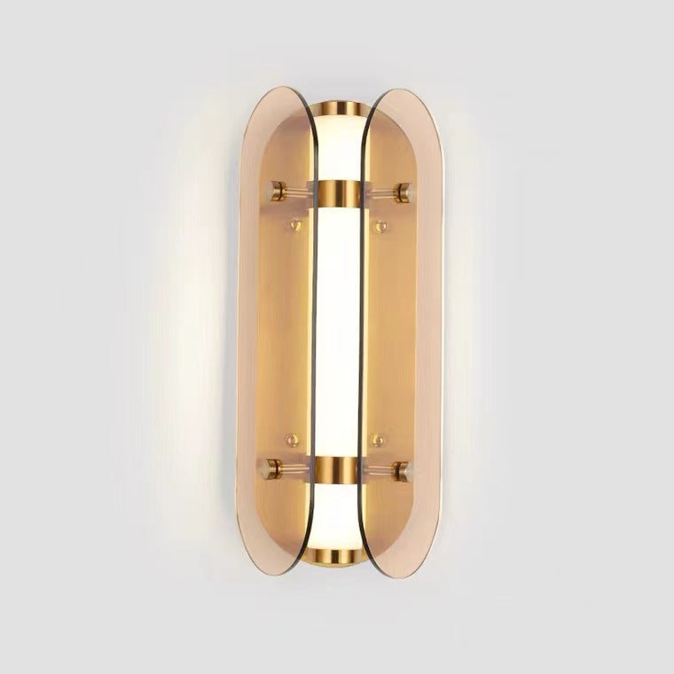 Modern Art Deco Oval Copper Glass LED Wall Sconce Lamp