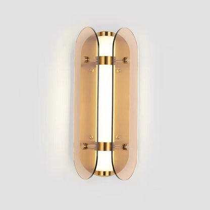 Modern Art Deco Oval Copper Glass LED Wall Sconce Lamp