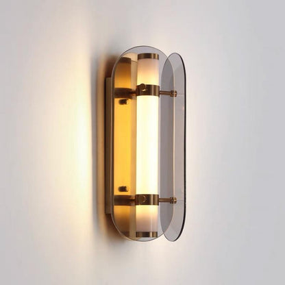Modern Art Deco Oval Copper Glass LED Wall Sconce Lamp
