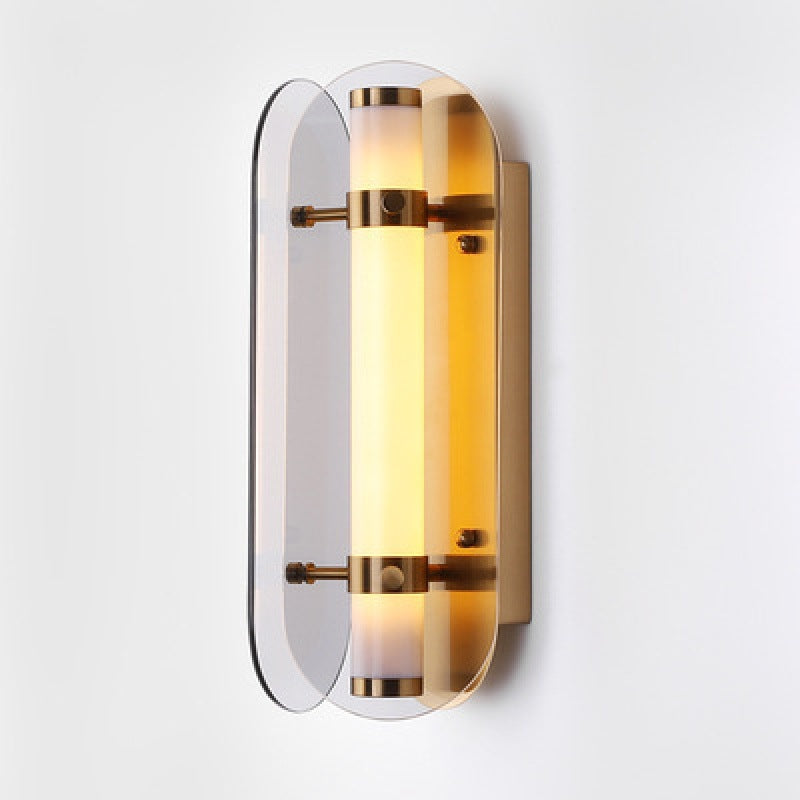 Modern Art Deco Oval Copper Glass LED Wall Sconce Lamp